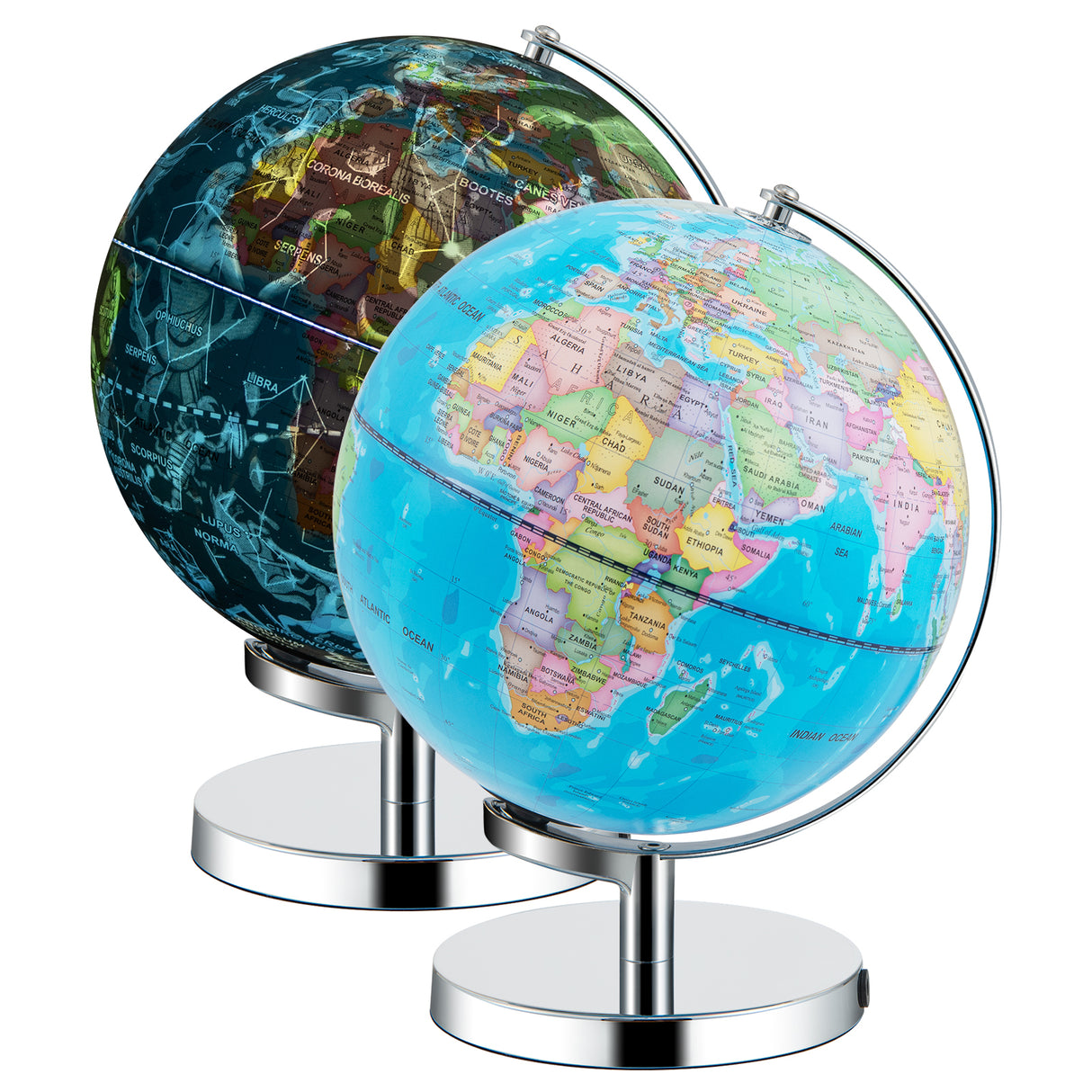 3-in-1 Illuminated World Globe with Stand and 88 Constellations