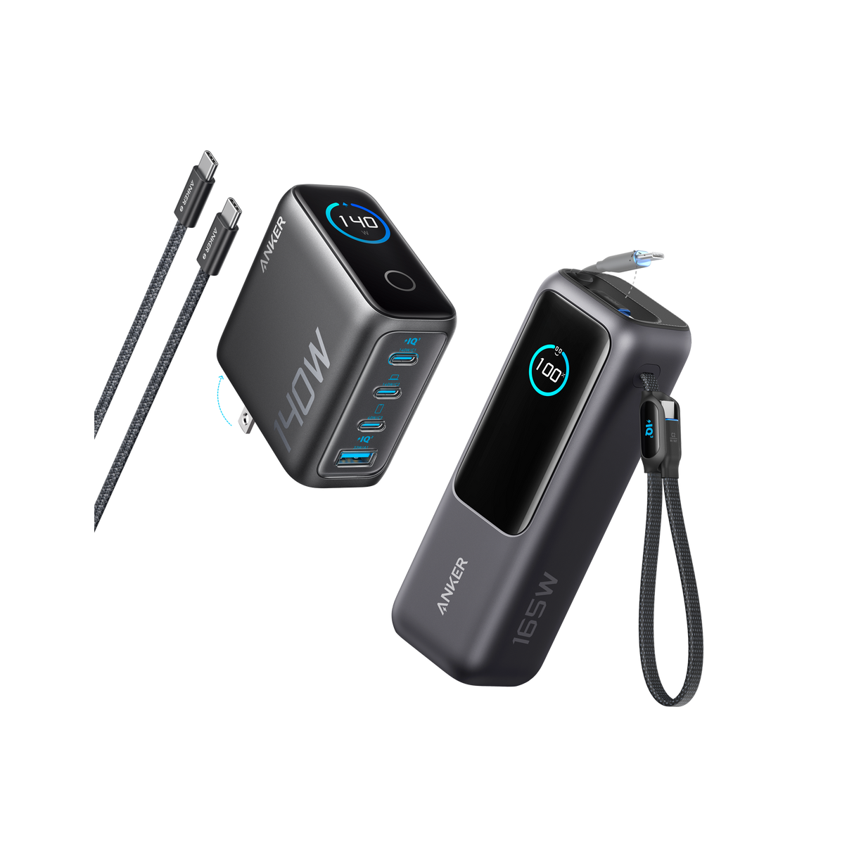 Anker Laptop Power Bank (25K, 165W, Built-In and Retractable Cables)