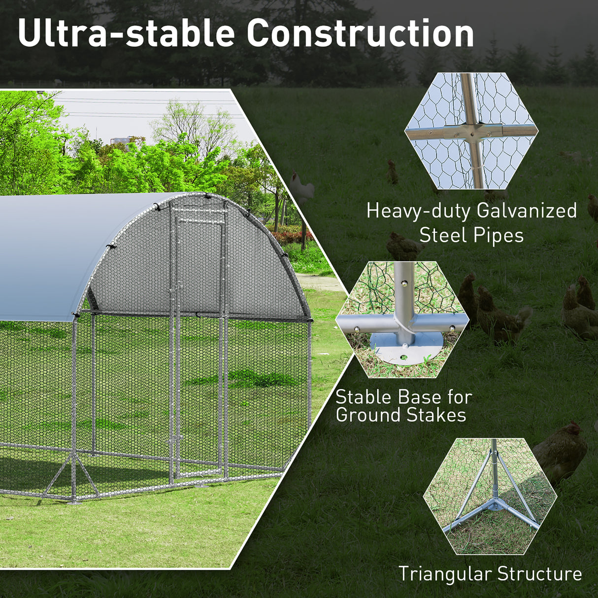 Large Metal Chicken Coop with Cover