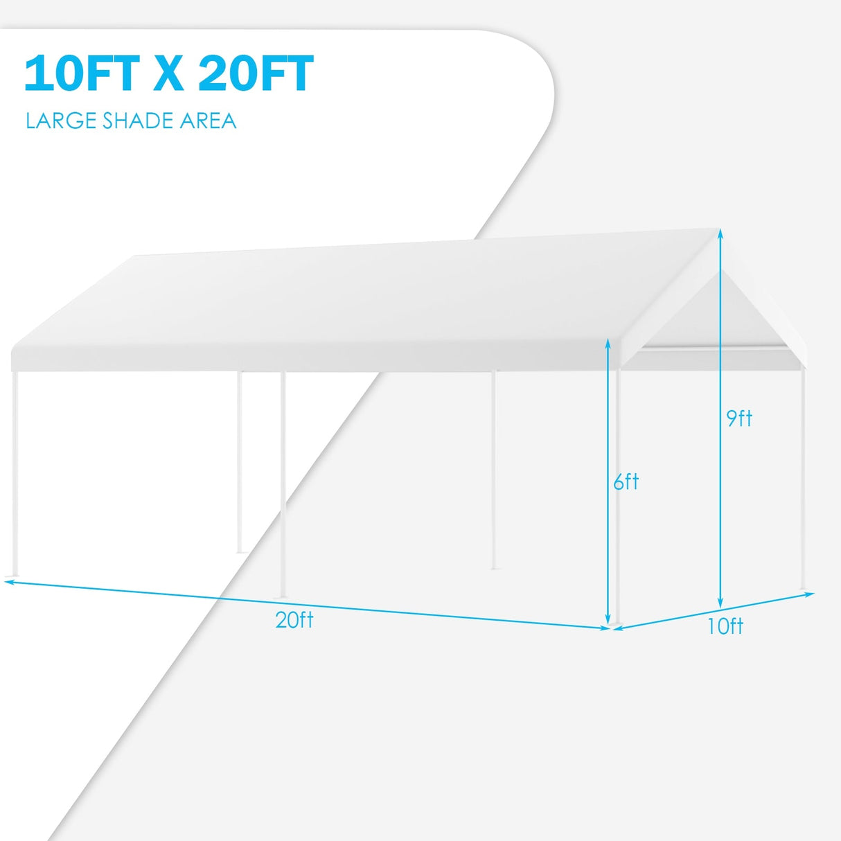 10 x 20 Feet Steel Frame Portable Car Canopy Shelter by DirectDeals