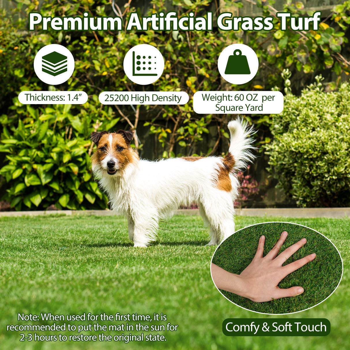 Indoor Outdoor Synthetic Turf Mat with Drainage Holes-M
