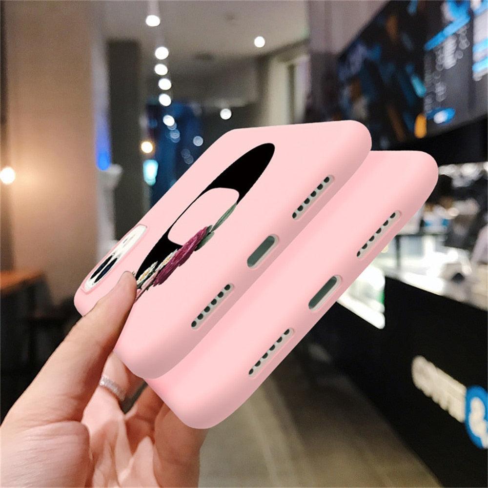 Initial Letter Silicon Phone Case For Iphone 12 Pro Max Retro Pink Flower Soft Back Cover Compatible With Iphone Case Soft Touch Cute Pink Silicone Back Cover For Iphone