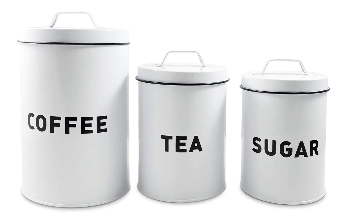 Metal Storage Canisters and Containers for Home and Kitchen Organization Function and Decor (Canister Set)