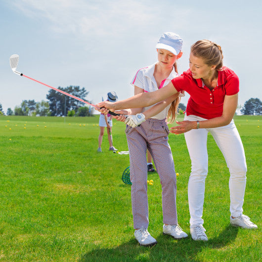 Junior #7 Iron for Kids with Fiberglass Shaft and Headcover-Pink
