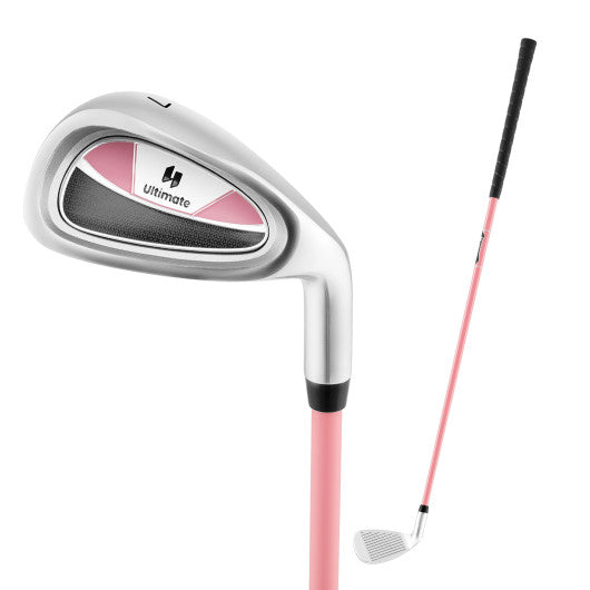 Junior #7 Iron for Kids with Fiberglass Shaft and Headcover-Pink