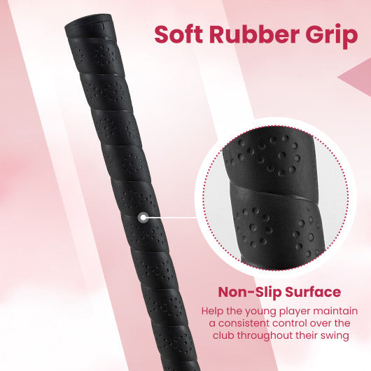 Junior #7 Iron for Kids with Fiberglass Shaft and Headcover-Pink