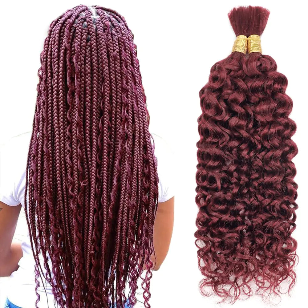 Human Braiding Hair for Boho Braids Human Hair water Wave Bulk Human Hair for Braiding No Weft 100% Unprocessed Brazilian Remy Bulk Human Hair 100g Two Bundles/Pack (99J 22inch)