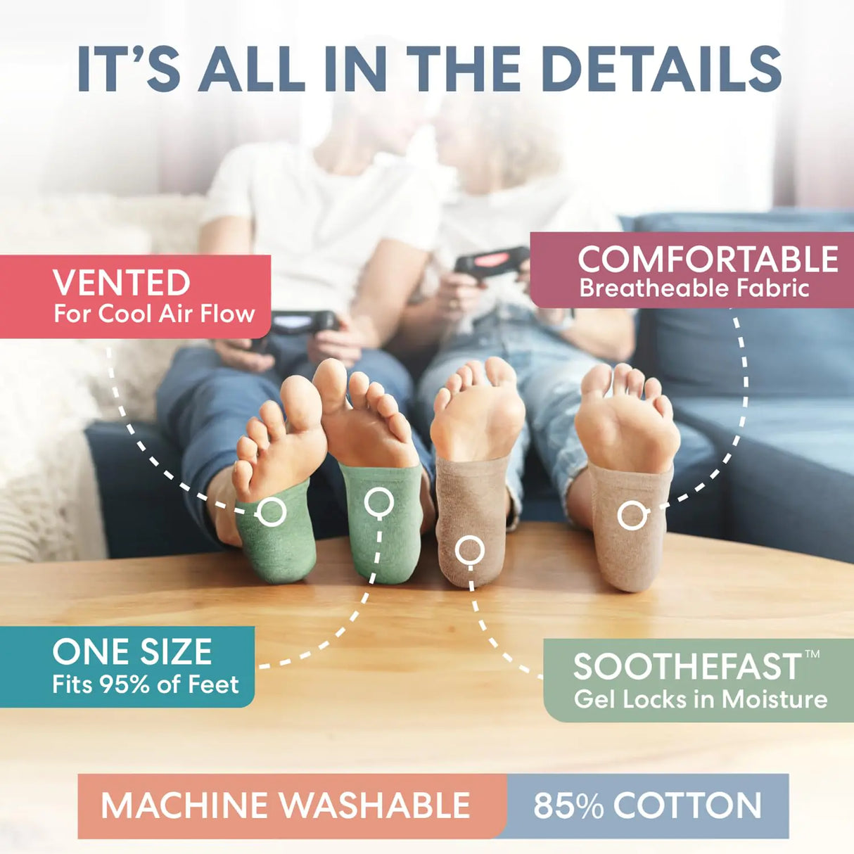 Dr. Frederick's Original Moisturizing Heel Socks for Cracked Heel Treatment - 2 Pairs - Heel Socks for Dry Cracked Feet - Cracked Heel Repair - Heal Dry Heels - Foot Care for Women & Men - Jojoba Oil