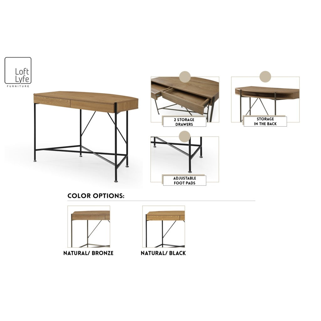 Kenia Writing Desk with 2 Drawers