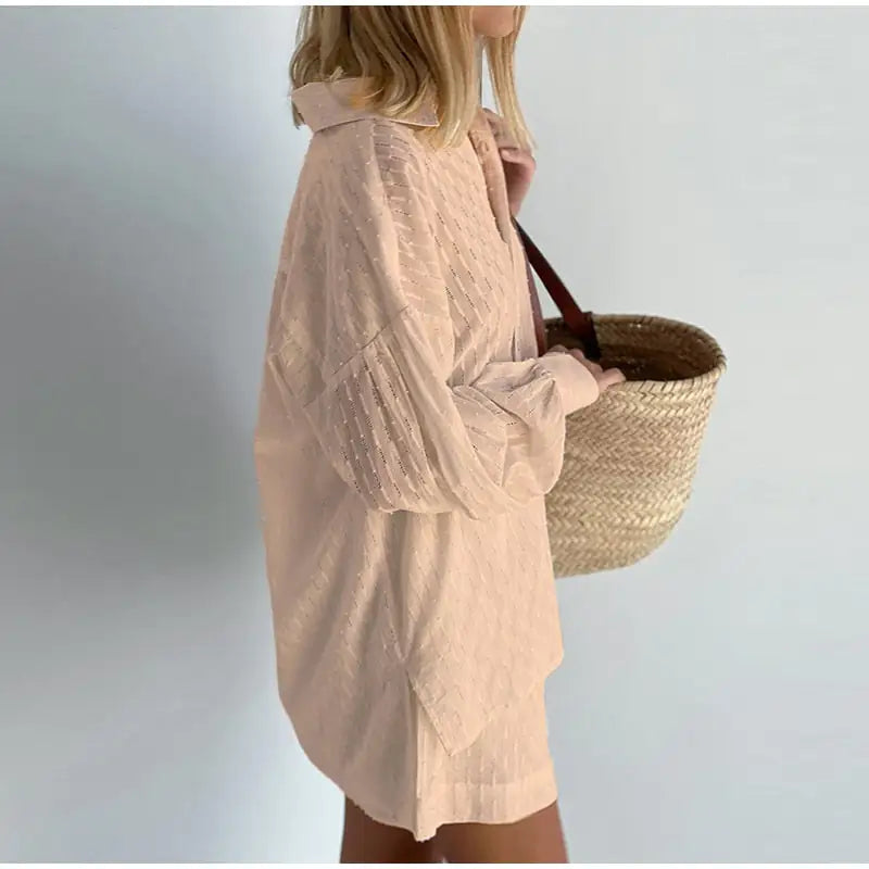 Lantern Sleeve Loose Shirt and Short Set 2 Piece Outfits