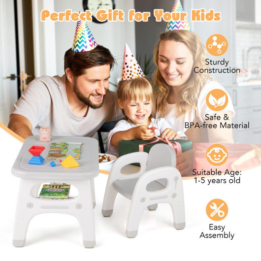 Kids Activity Table and Chair Set with Montessori Toys for Preschool and Kindergarten-Gray