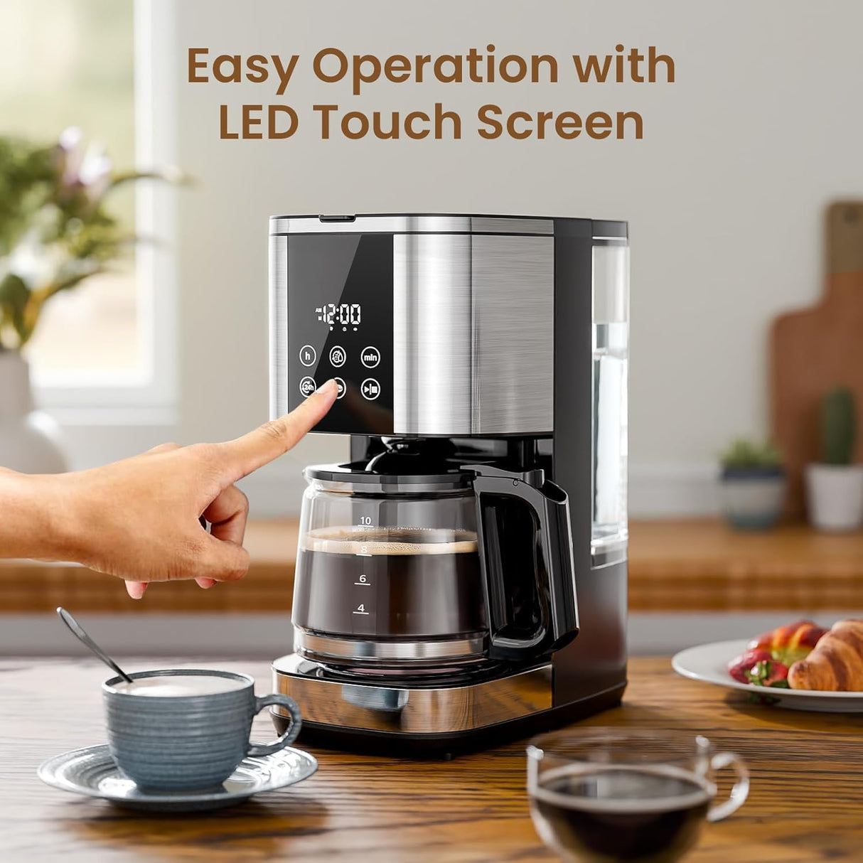 Kismile 10 Cup Drip Coffee maker with Led Display & Touch Screen CM3743