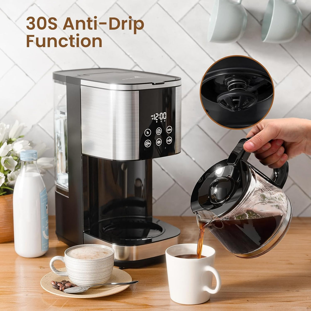 Kismile 10 Cup Drip Coffee maker with Led Display & Touch Screen CM3743
