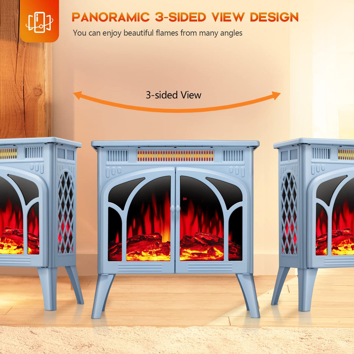 25 Inches 3D Infrared Free Standing Electric Fireplace Stove S230B