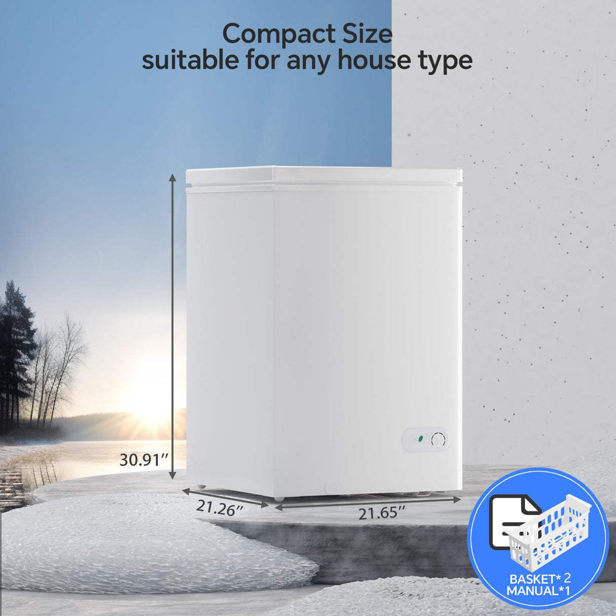 Kismile 3.5 Cubic Feet Chest Freezer