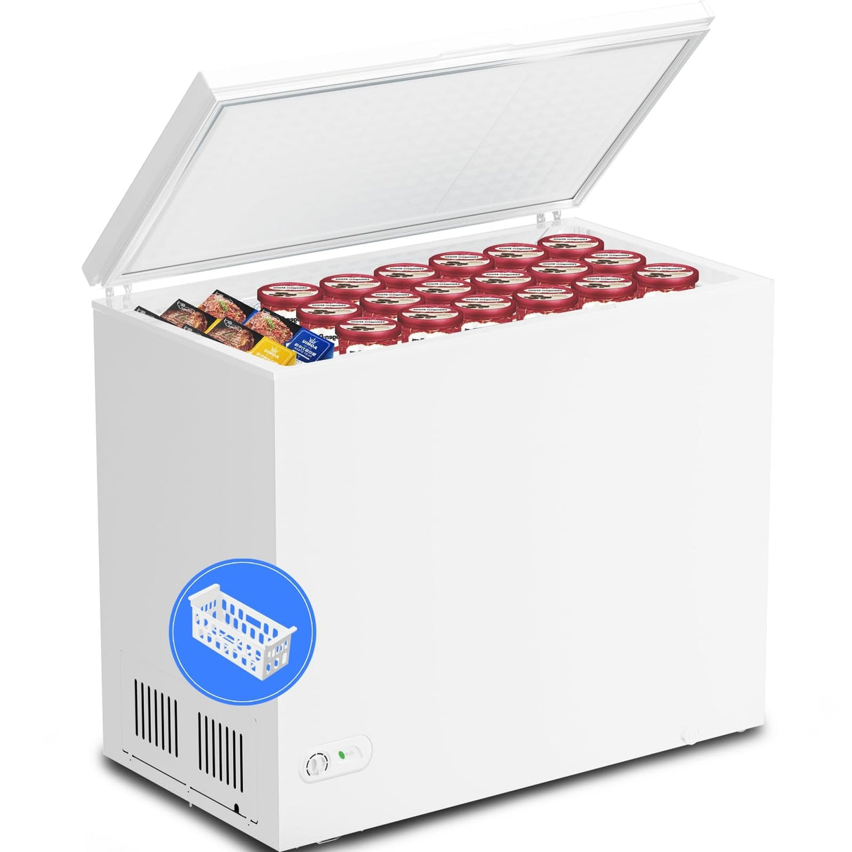 Kismile 7.0/3.5 Cubic Feet Chest Freezer with Removable Basket Free Standing