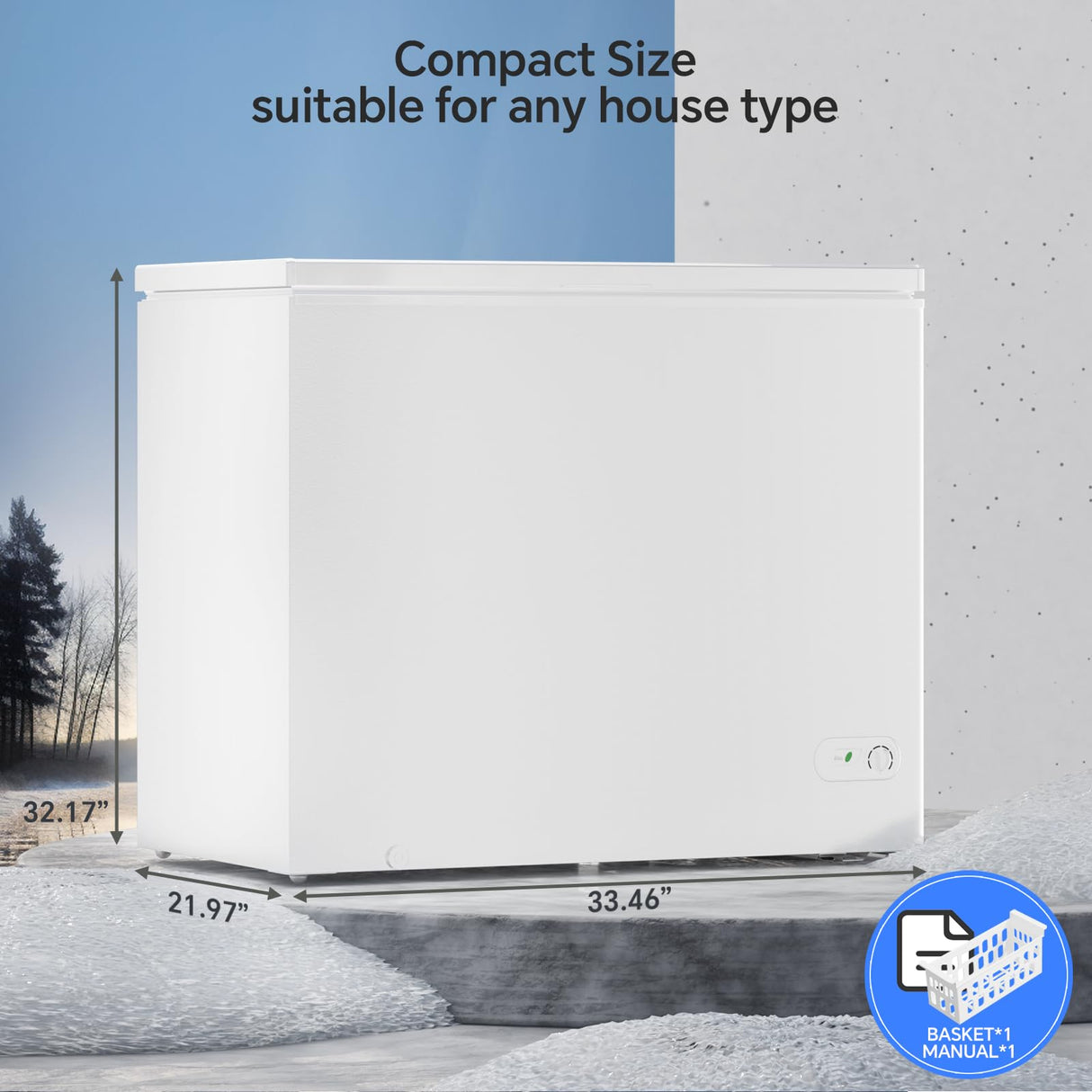 Kismile 7.0/3.5 Cubic Feet Chest Freezer with Removable Basket Free Standing