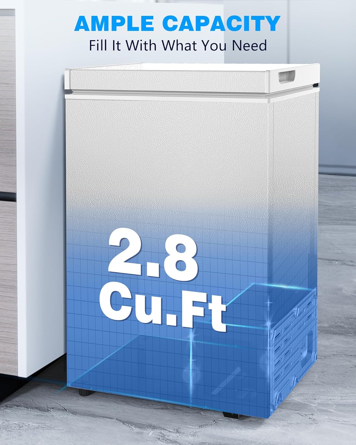 Kismile 7.0/3.5 Cubic Feet Chest Freezer with Removable Basket Free Standing