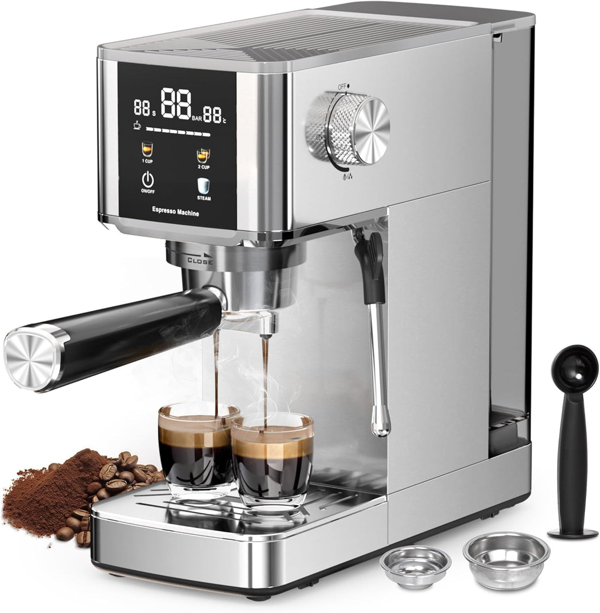 Kismile Espresso Coffee Maker Machine 20 Bar, with Milk Frother Steam Wand CM8032