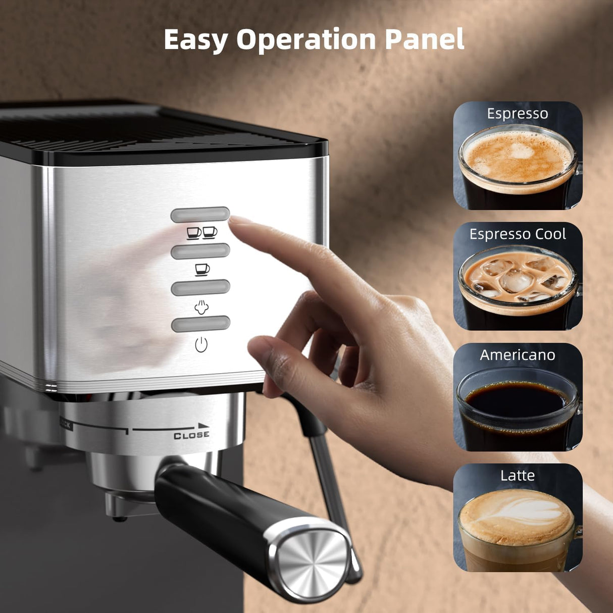 Kismile Espresso Coffee Maker Machine 20 Bar, with Milk Frother Steam Wand CM8032
