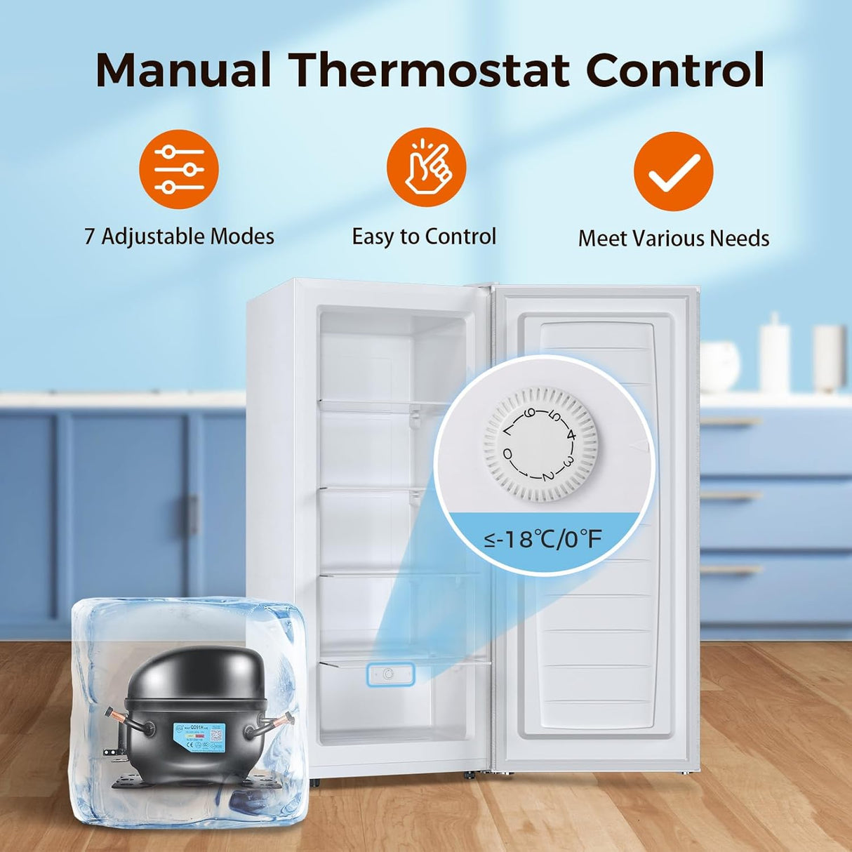 Kismile Upright Freezer, 6.0 Cu.ft Deep Freezer D58165-WHITE