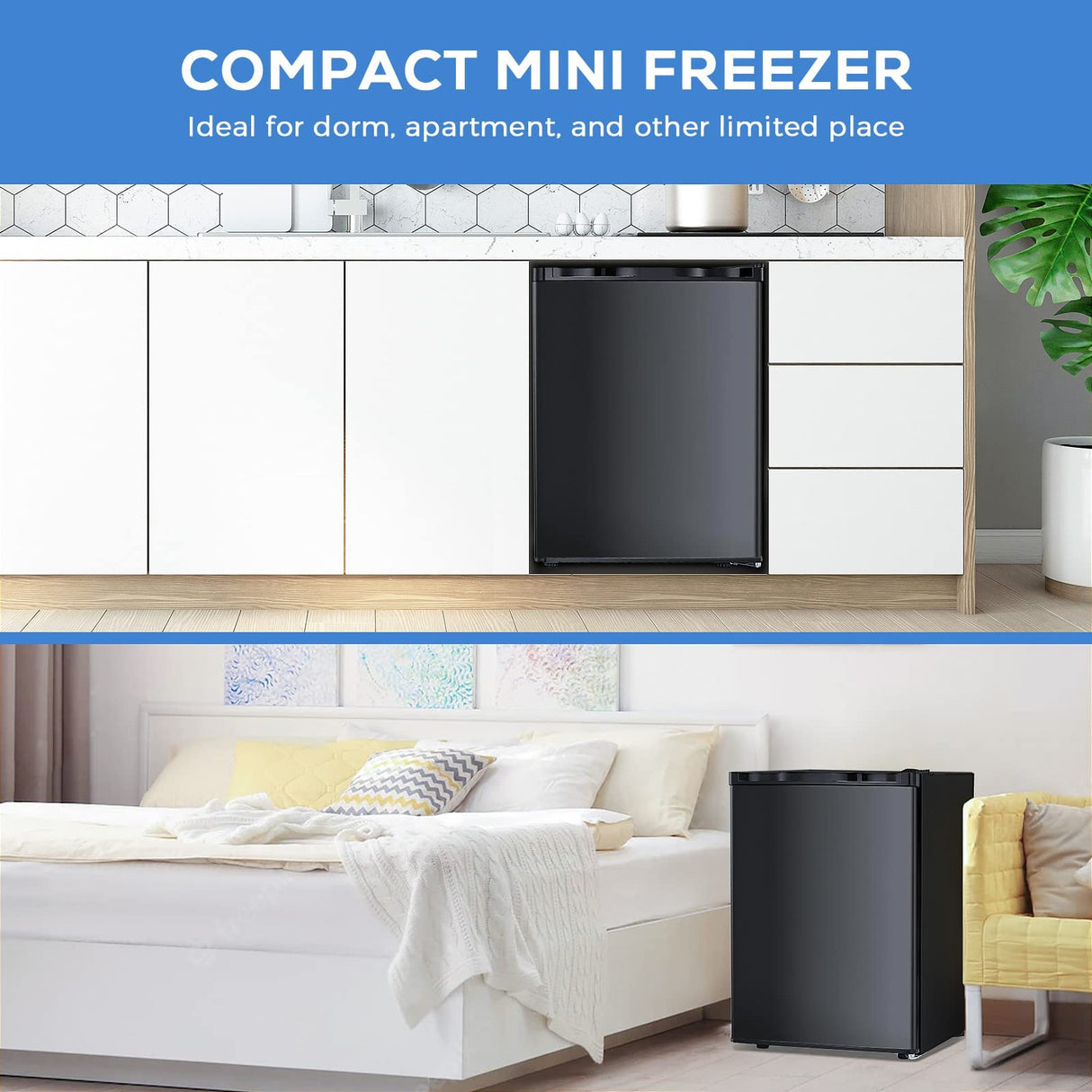 Kismile Upright Freezer,3.0 Cu.ft Mini Freezer with Reversible Single Door