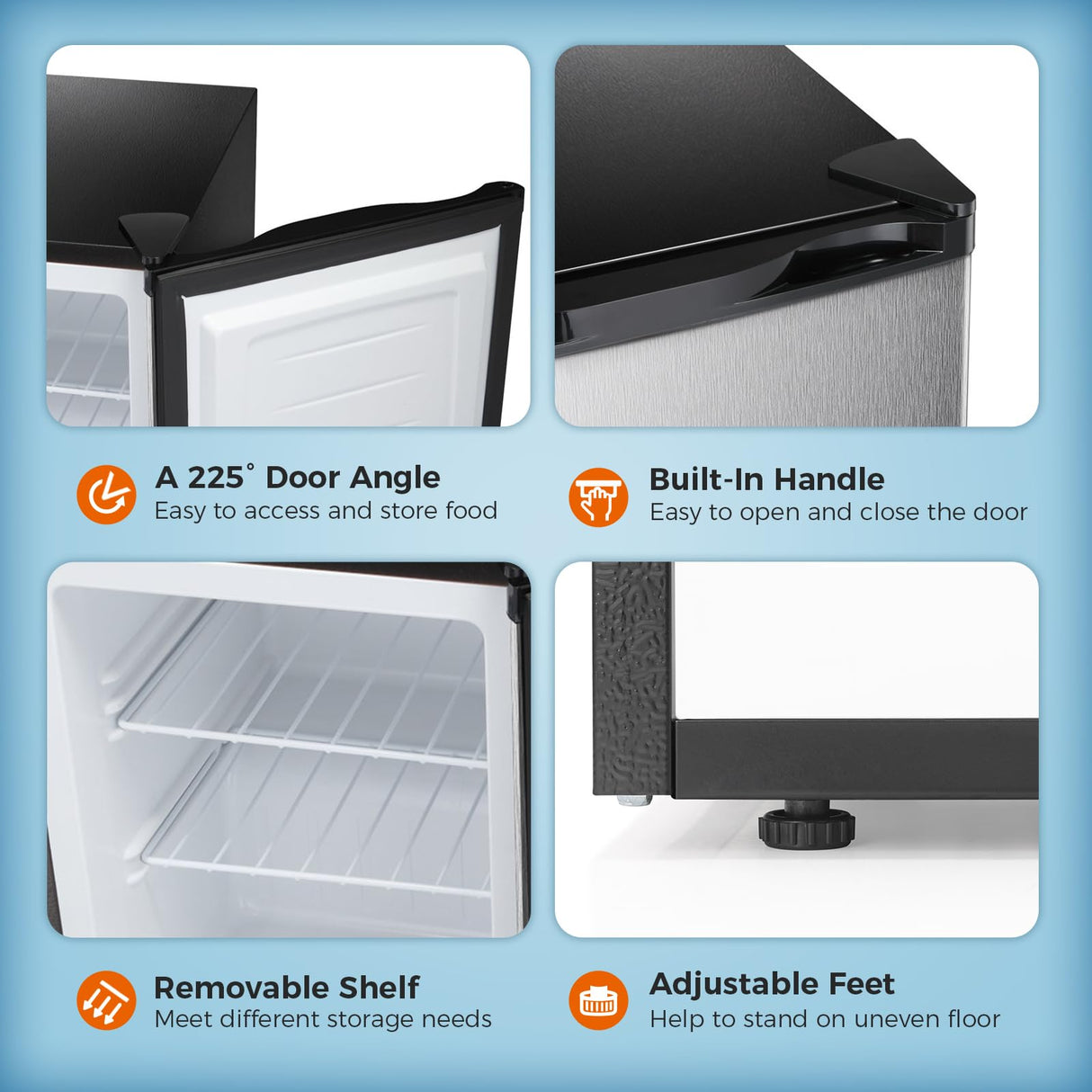 Kismile Upright Freezer,3.0 Cu.ft Mini Freezer with Reversible Single Door