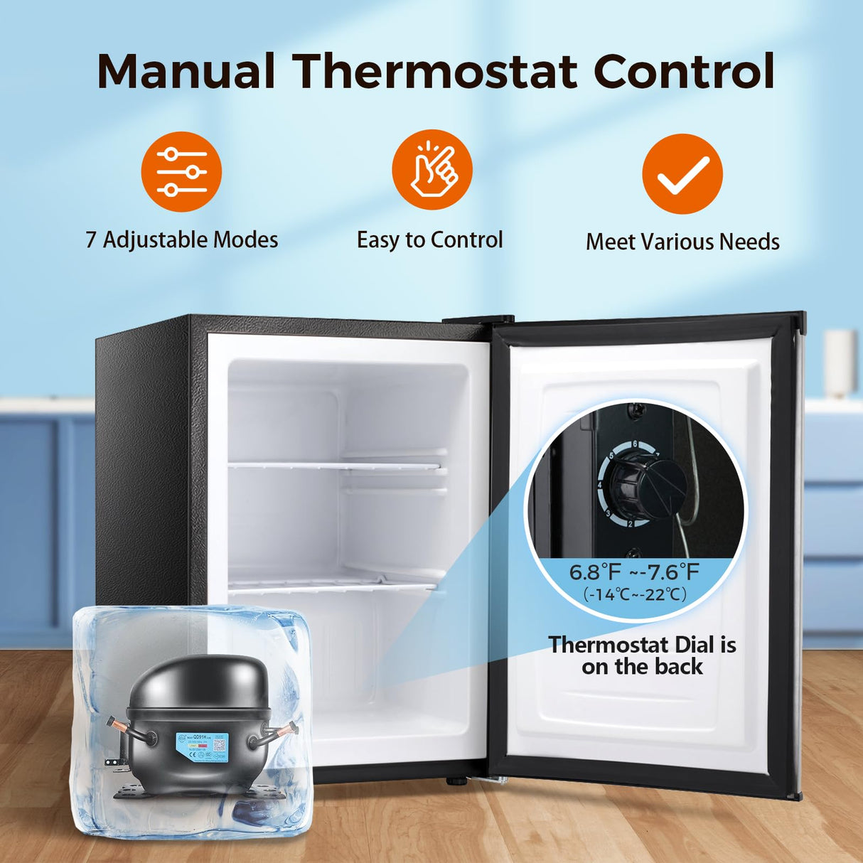 Kismile Upright Freezer,3.0 Cu.ft Mini Freezer with Reversible Single Door