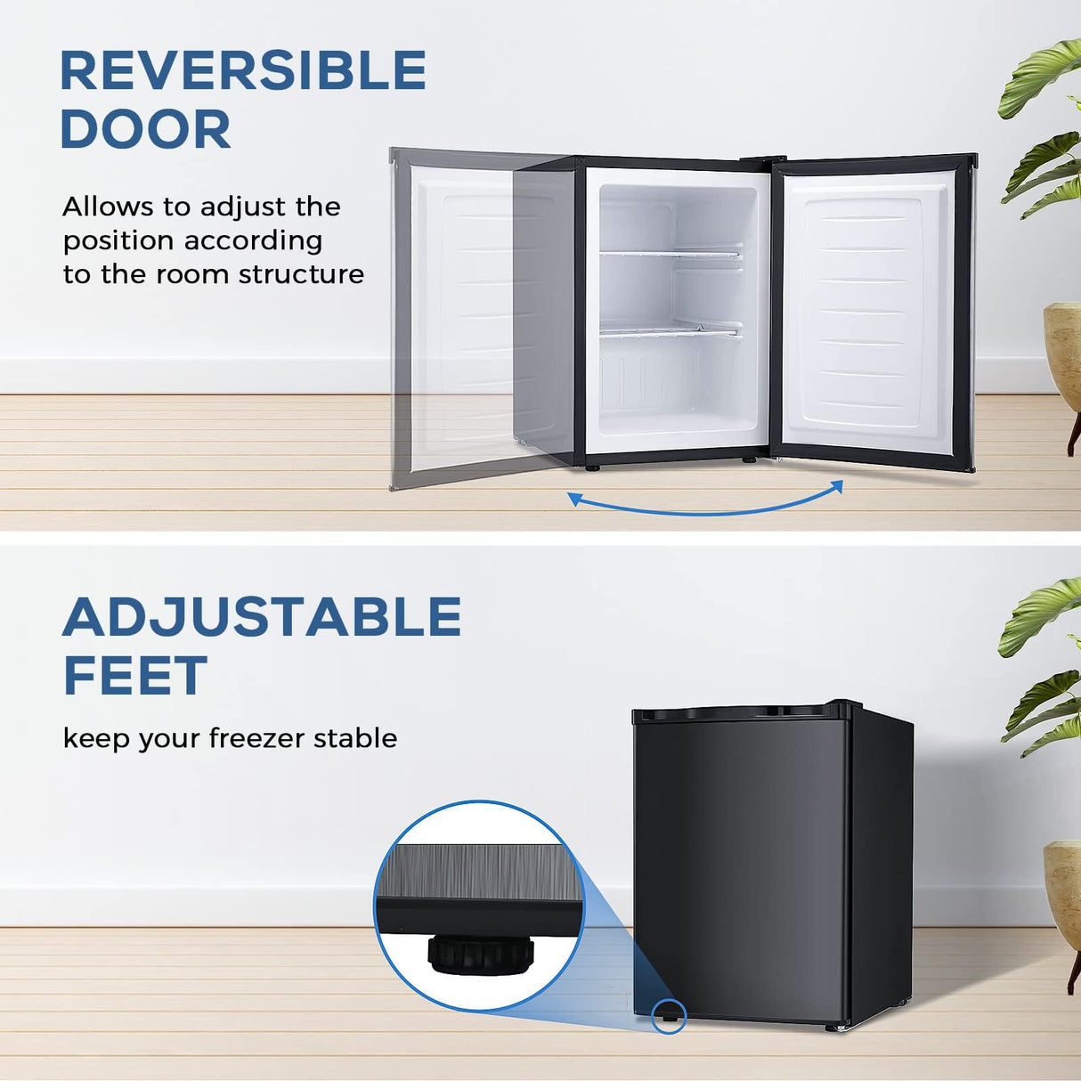 Kismile Upright Freezer,3.0 Cu.ft Mini Freezer with Reversible Single Door