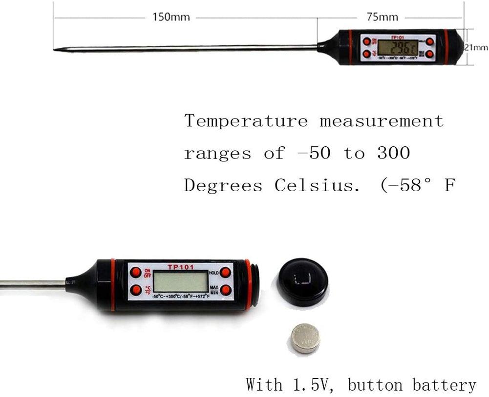 Kitchen Digital BBQ Food Thermometer Meat Cake Candy Fry Grill Dinning Household Meat Thermometer Digital Instant Read Food Meat Thermometer with Long Probe Cooking Thermometer for Kitchen BBQ Grill and Cooking Thermometer Oven Thermometer Tool