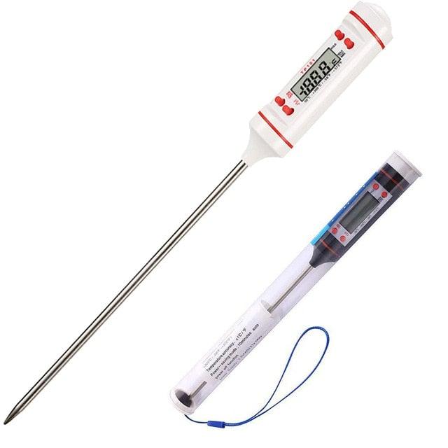 Kitchen Digital BBQ Food Thermometer Meat Cake Candy Fry Grill Dinning Household Meat Thermometer Digital Instant Read Food Meat Thermometer with Long Probe Cooking Thermometer for Kitchen BBQ Grill and Cooking Thermometer Oven Thermometer Tool