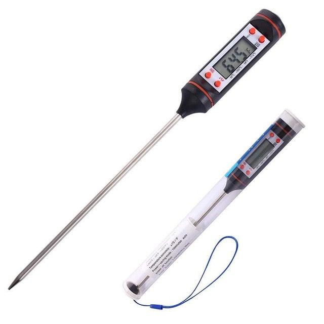 Kitchen Digital BBQ Food Thermometer Meat Cake Candy Fry Grill Dinning Household Meat Thermometer Digital Instant Read Food Meat Thermometer with Long Probe Cooking Thermometer for Kitchen BBQ Grill and Cooking Thermometer Oven Thermometer Tool