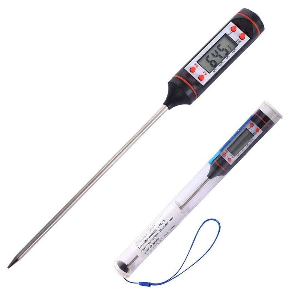 Kitchen Digital BBQ Food Thermometer Meat Cake Candy Fry Grill Dinning Household Meat Thermometer Digital Instant Read Food Meat Thermometer with Long Probe Cooking Thermometer for Kitchen BBQ Grill and Cooking Thermometer Oven Thermometer Tool