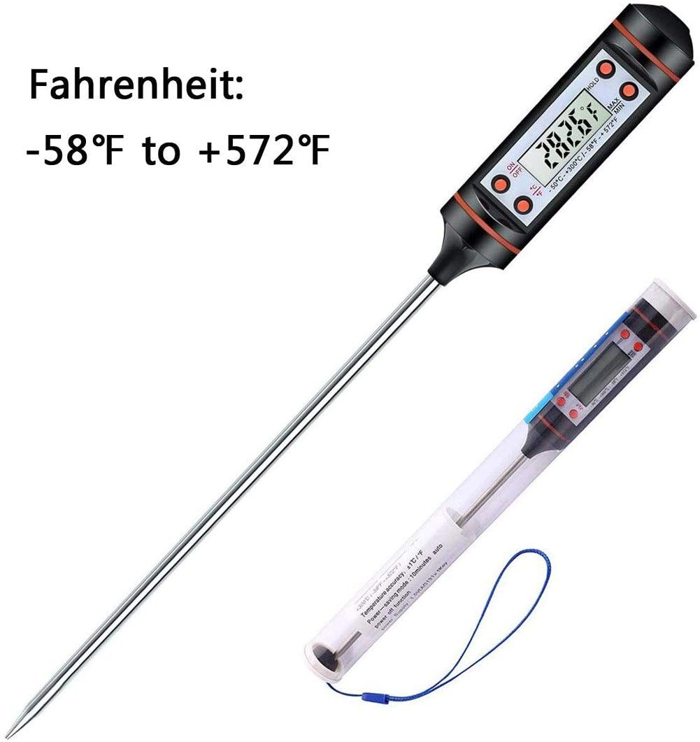 Kitchen Digital BBQ Food Thermometer Meat Cake Candy Fry Grill Dinning Household Meat Thermometer Digital Instant Read Food Meat Thermometer with Long Probe Cooking Thermometer for Kitchen BBQ Grill and Cooking Thermometer Oven Thermometer Tool