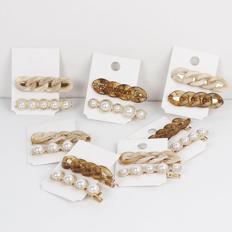 Korea Style Pearl Hair clip for Women Romantic Female Jewelry Chain Hairpin Accessories Hair Stick Barrettes Hair Accessories for Party Wedding