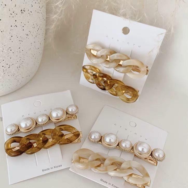 Korea Style Pearl Hair clip for Women Romantic Female Jewelry Chain Hairpin Accessories Hair Stick Barrettes Hair Accessories for Party Wedding