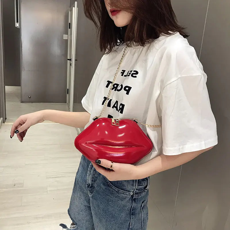 Mini Bags for Women 2023 New Fashion All-match Women's Shoulder Bag PU Solid Color Zipper Crossbody Patent Leather Lip Chain Bag
