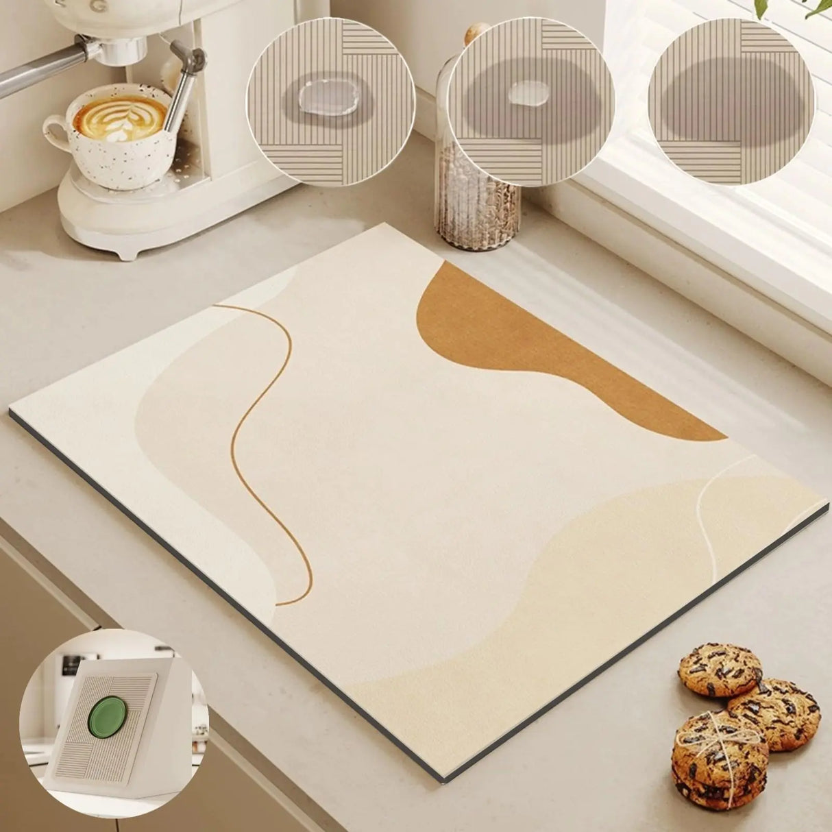 Snowsof Dish Drying Mat - Coffee Mat Coffee Maker Mat for Countertops Absorbent Dish Drying Mat for Kitchen Counter Under Coffee Expresso Maker Coffee Machine Dish Rack (16×2413)