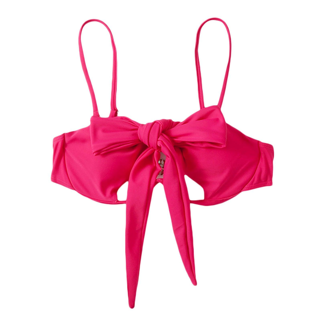 Ladies Summer Solid Color Swimsuit Female Detachable Shoulder Strap Halter Bikini Women's Bikini Swimsuits One Piece Bathing Suits Tie Knot Cutout Swimwear with Crisscross Design