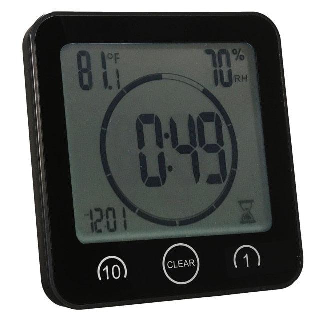 LCD Screen Waterproof Digital Bathroom Digital Bathroom Shower Kitchen Clock Timer with Alarm Waterproof for Water Splashes Visual Countdown Timer Time Management Wall Clock Temperature Humidity Countdown Time Function Wash Shower Hanging Clocks Timer