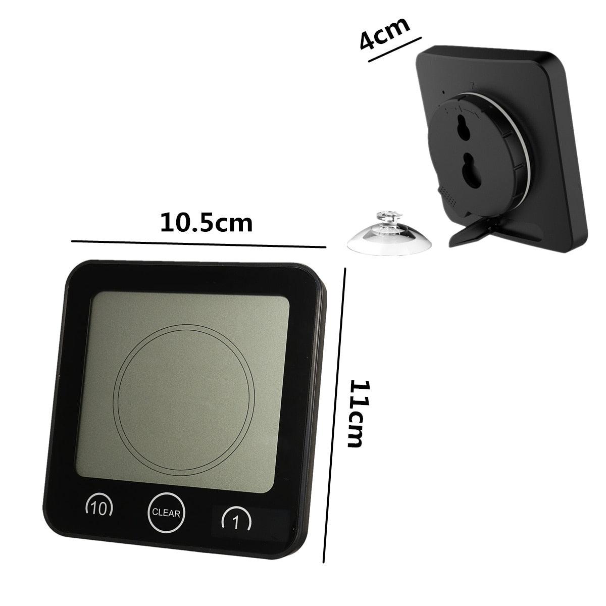 LCD Screen Waterproof Digital Bathroom Digital Bathroom Shower Kitchen Clock Timer with Alarm Waterproof for Water Splashes Visual Countdown Timer Time Management Wall Clock Temperature Humidity Countdown Time Function Wash Shower Hanging Clocks Timer