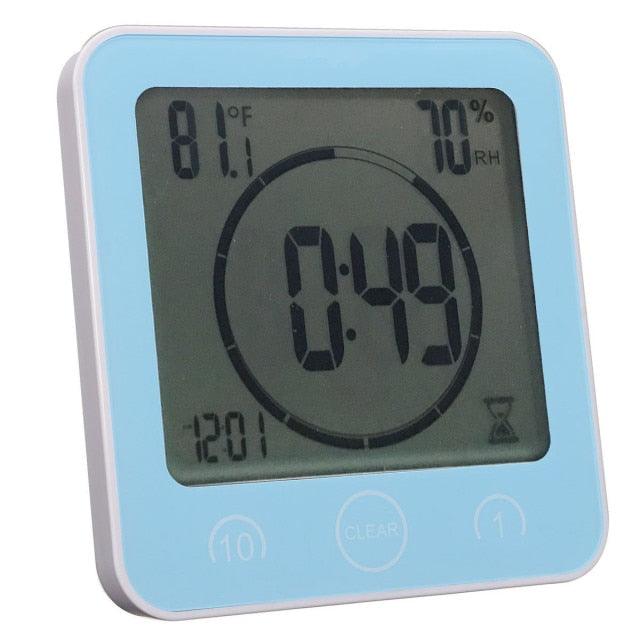 LCD Screen Waterproof Digital Bathroom Digital Bathroom Shower Kitchen Clock Timer with Alarm Waterproof for Water Splashes Visual Countdown Timer Time Management Wall Clock Temperature Humidity Countdown Time Function Wash Shower Hanging Clocks Timer