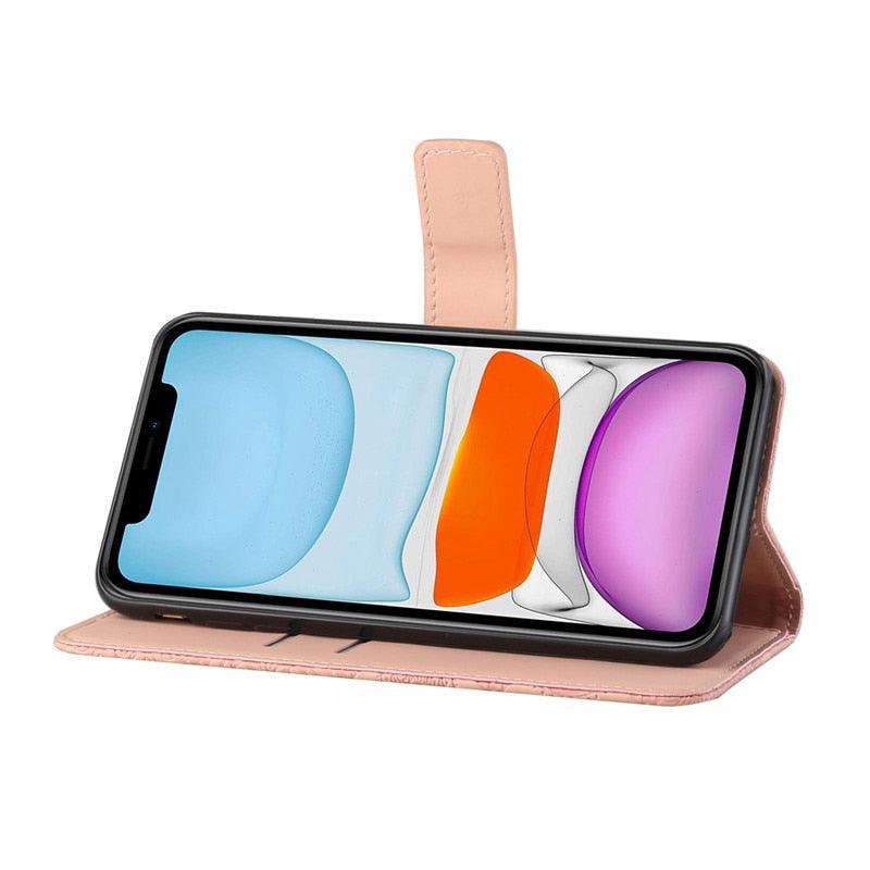 Leather Flip Case For iphone 11 12 13 Pro Max Mini Case Wallet Card Phone Cover For iphone Genuine Leather 2 in 1 Flip Simple Magnetic Cover For iPhone