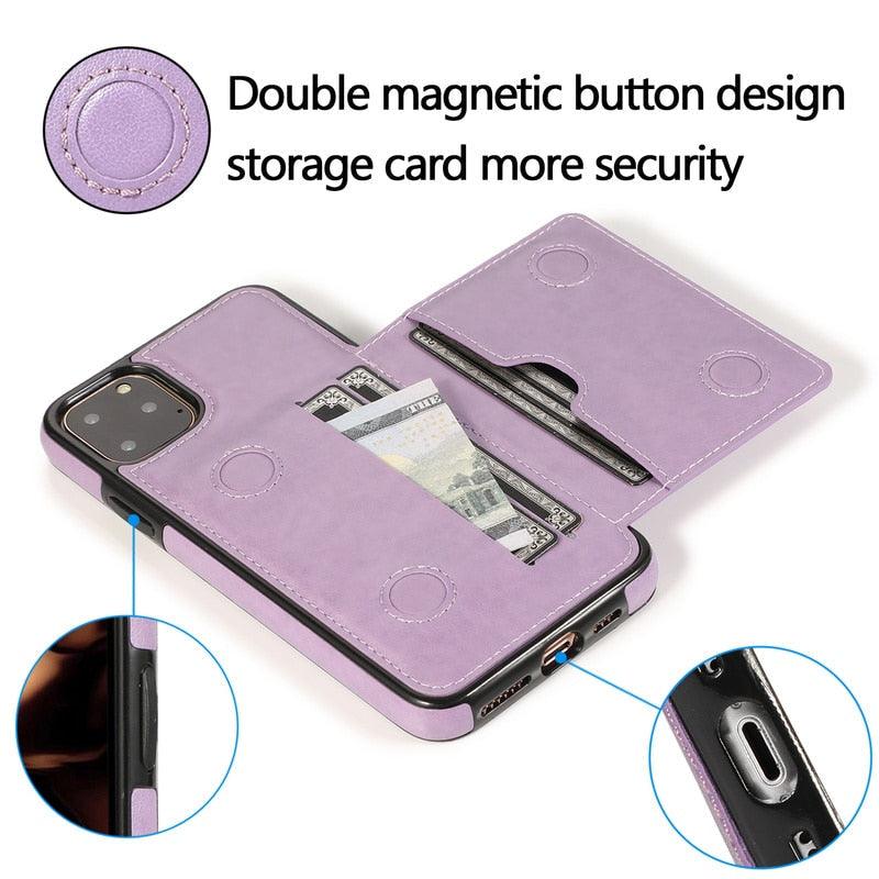 Leather Wallet Case For iPhone 11 Pro Max XS Max XR X 8 7 6S 6Plus 5 5S With Stand Card Pocket Case Cover Shockproof Texture PU Leather Wallet Cover