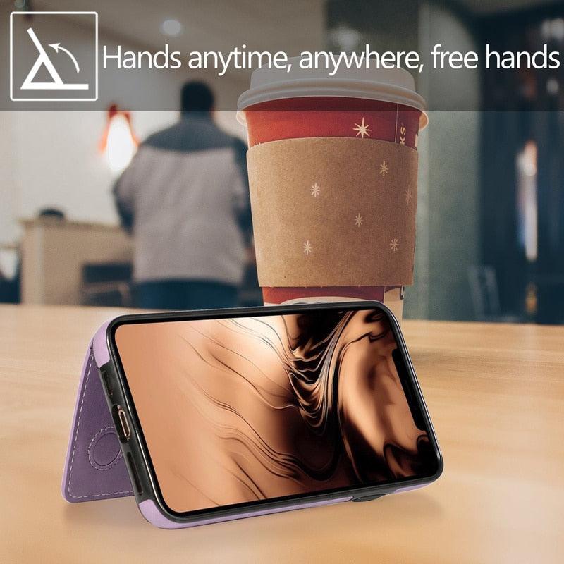 Leather Wallet Case For iPhone 11 Pro Max XS Max XR X 8 7 6S 6Plus 5 5S With Stand Card Pocket Case Cover Shockproof Texture PU Leather Wallet Cover