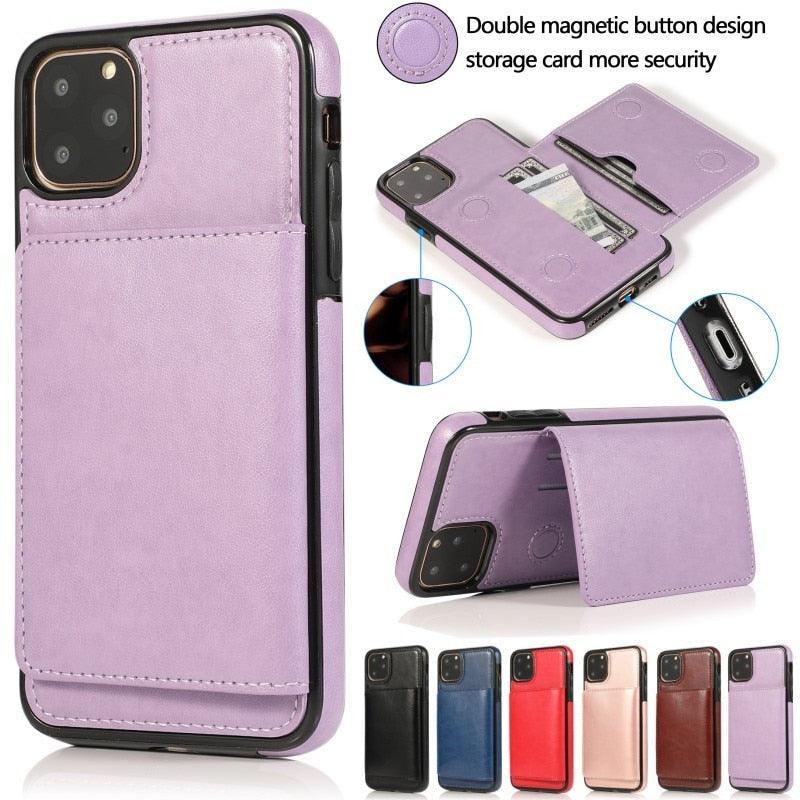 Leather Wallet Case For iPhone 11 Pro Max XS Max XR X 8 7 6S 6Plus 5 5S With Stand Card Pocket Case Cover Shockproof Texture PU Leather Wallet Cover