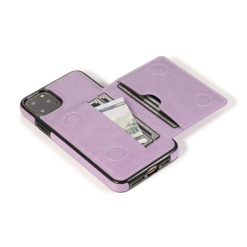 Leather Wallet Case For iPhone 11 Pro Max XS Max XR X 8 7 6S 6Plus 5 5S With Stand Card Pocket Case Cover Shockproof Texture PU Leather Wallet Cover