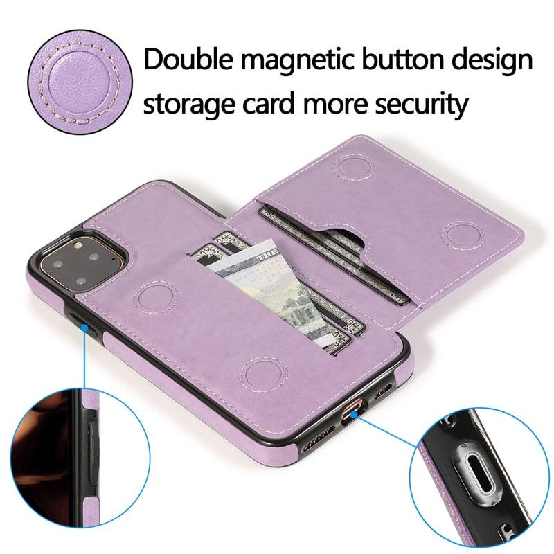 Leather Wallet Case For iPhone 11 Pro Max XS Max XR X 8 7 6S 6Plus 5 5S With Stand Card Pocket Case Cover Shockproof Texture PU Leather Wallet Cover