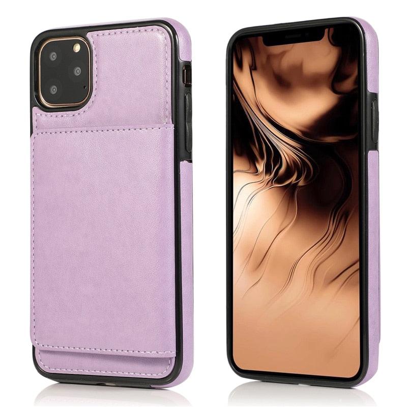 Leather Wallet Case For iPhone 11 Pro Max XS Max XR X 8 7 6S 6Plus 5 5S With Stand Card Pocket Case Cover Shockproof Texture PU Leather Wallet Cover