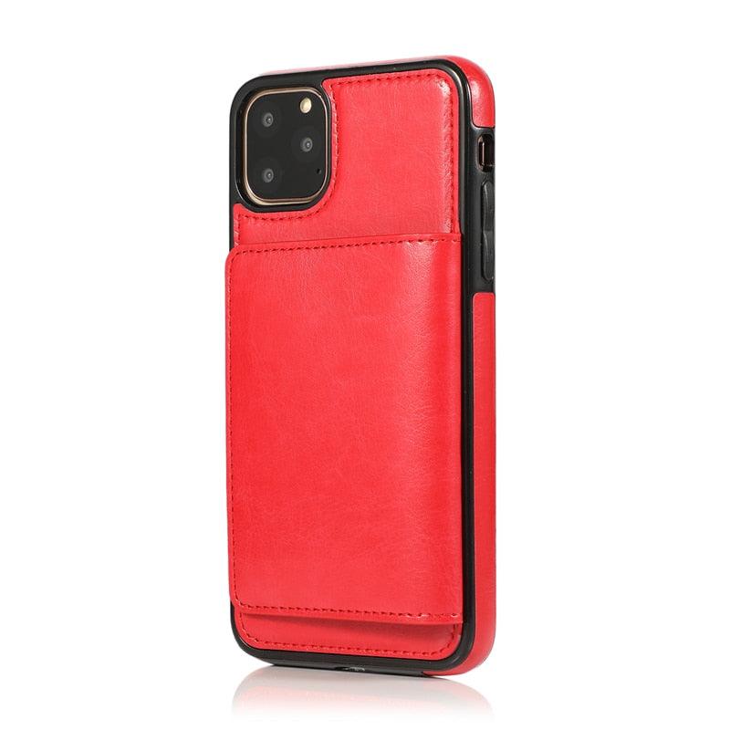 Leather Wallet Case For iPhone 11 Pro Max XS Max XR X 8 7 6S 6Plus 5 5S With Stand Card Pocket Case Cover Shockproof Texture PU Leather Wallet Cover